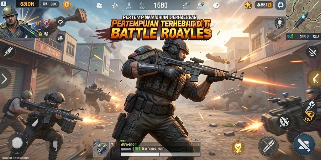 Gameplay 68IDN yang seru dalam pertarungan Battle Royale.