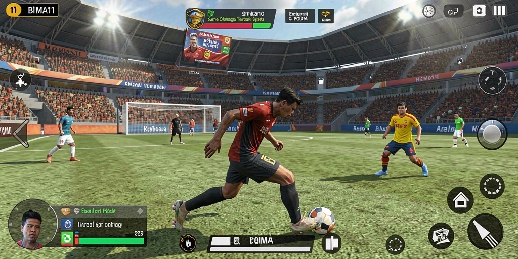 Screenshot BIMA11 menampilkan aksi seru dalam game olahraga.