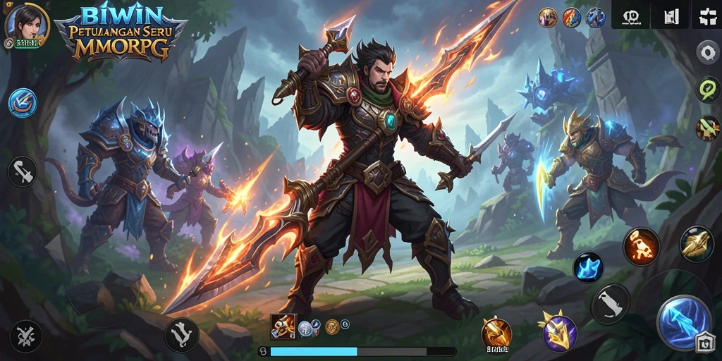Screenshot BIWIN menunjukkan pemain beraksi dalam pertarungan seru di dunia MMORPG.
