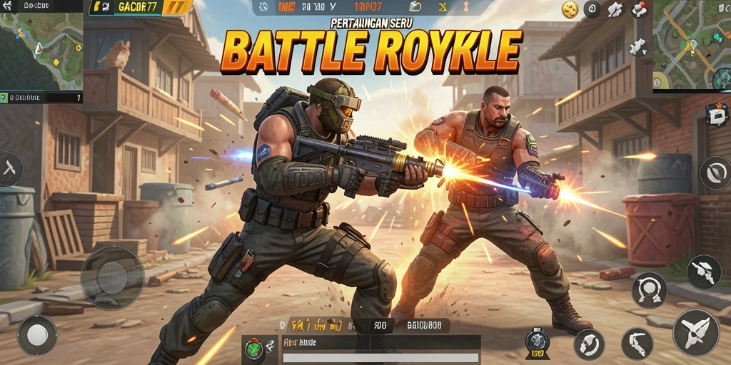 Tampilan gameplay GACOR77 yang seru dan mendebarkan di mode Battle Royale.