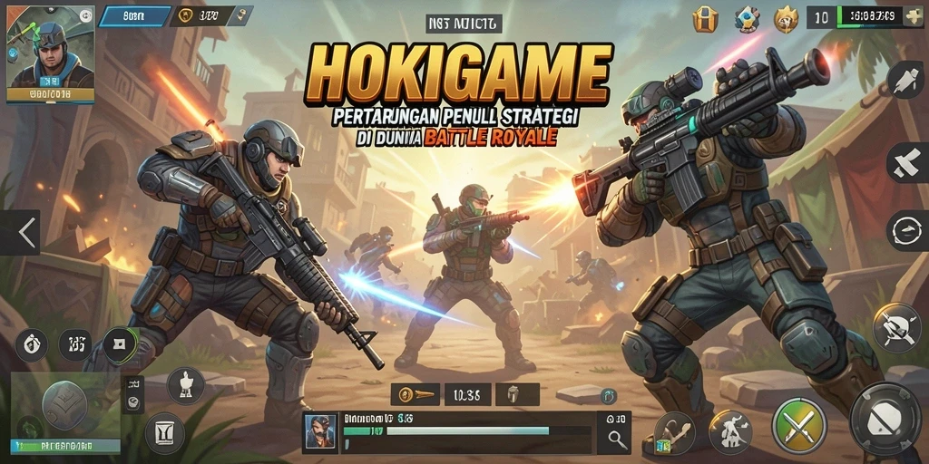 Tampilan gameplay HOKIGAME yang menegangkan dalam pertempuran Battle Royale.