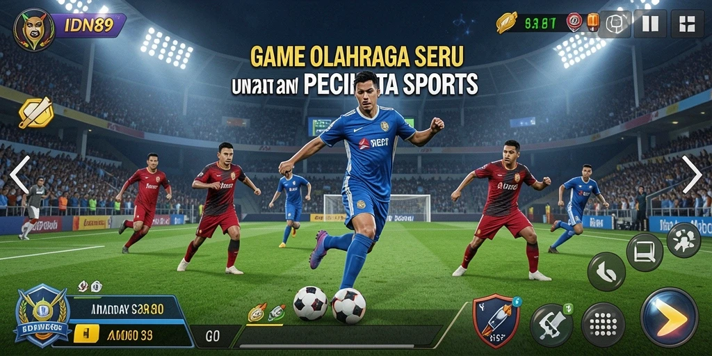Screenshot gameplay IDN89 menampilkan aksi olahraga yang mendebarkan.