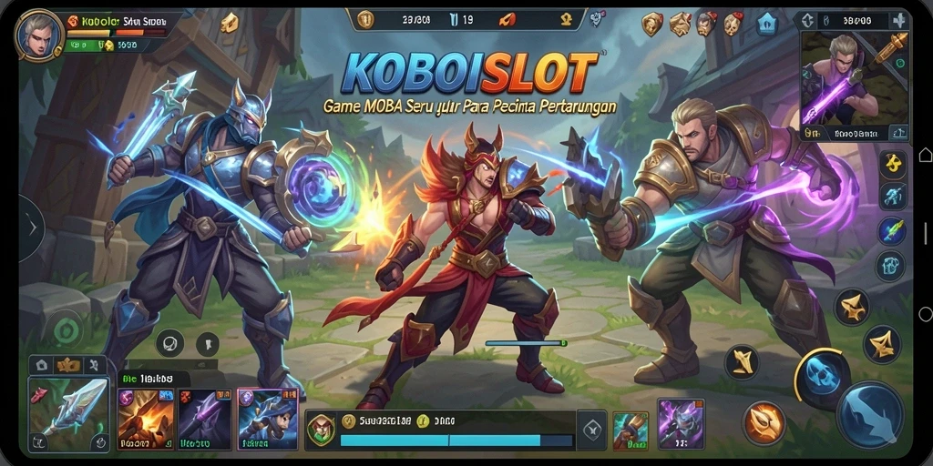 Tangkapan layar gameplay seru KOBOISLOT di arena MOBA.