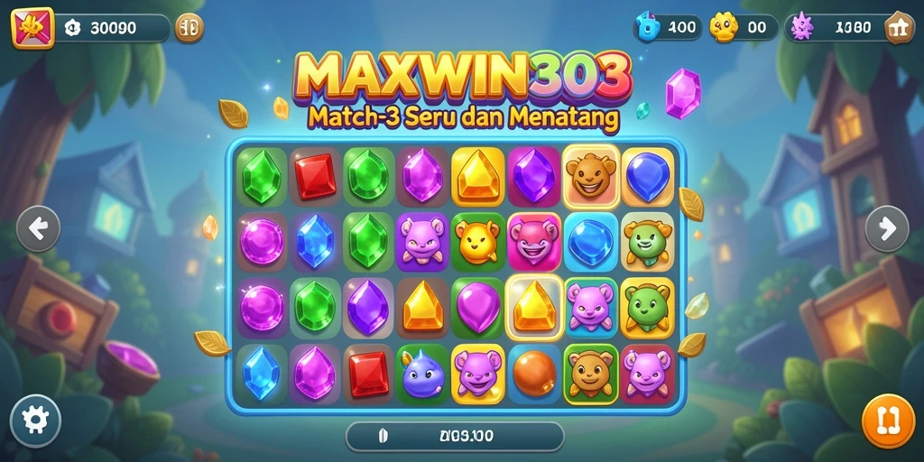 Tampilan menarik dari gameplay Match-3 yang mengasyikkan.
