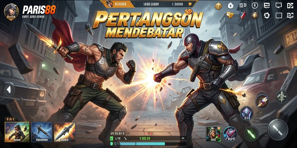 Tangkapan layar menunjukkan karakter utama dalam pertarungan epik.