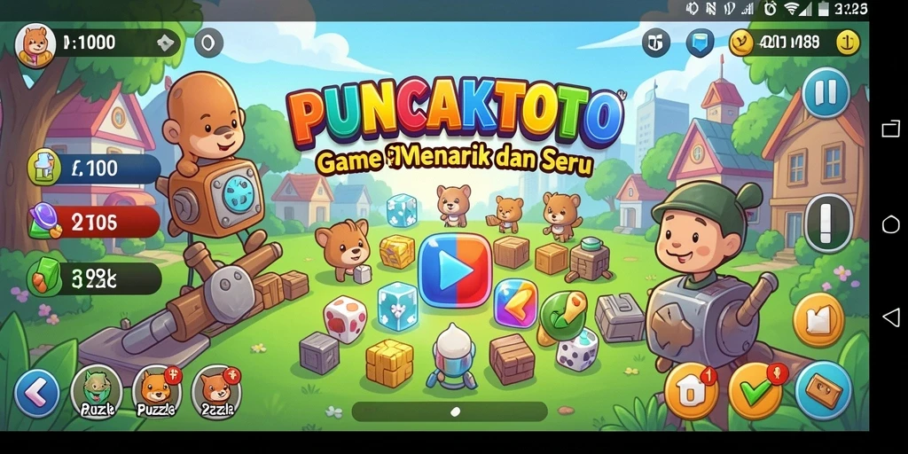 Tampilan gameplay PUNCAKTOTO dengan berbagai puzzle menantang.