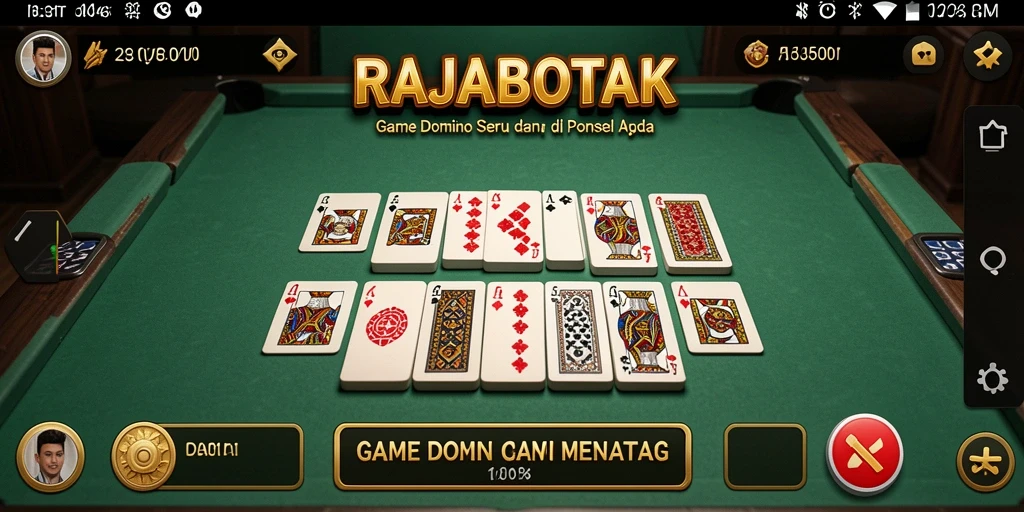 Tampilan gameplay menarik di RAJABOTAK dengan permainan Domino.