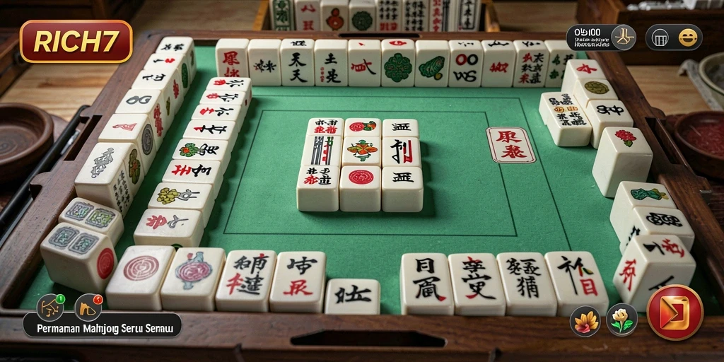 Screenshot gameplay RICH7 yang menunjukkan aksi seru Mahjong.