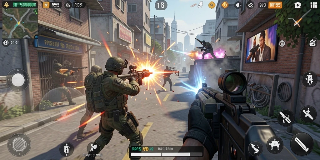 Screenshot menampilkan aksi intens dari game TPS RP55.