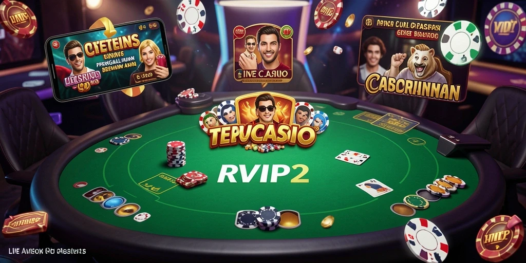 Screenshot gameplay RVIP2 dengan dealer profesional yang bersiap untuk bermain.