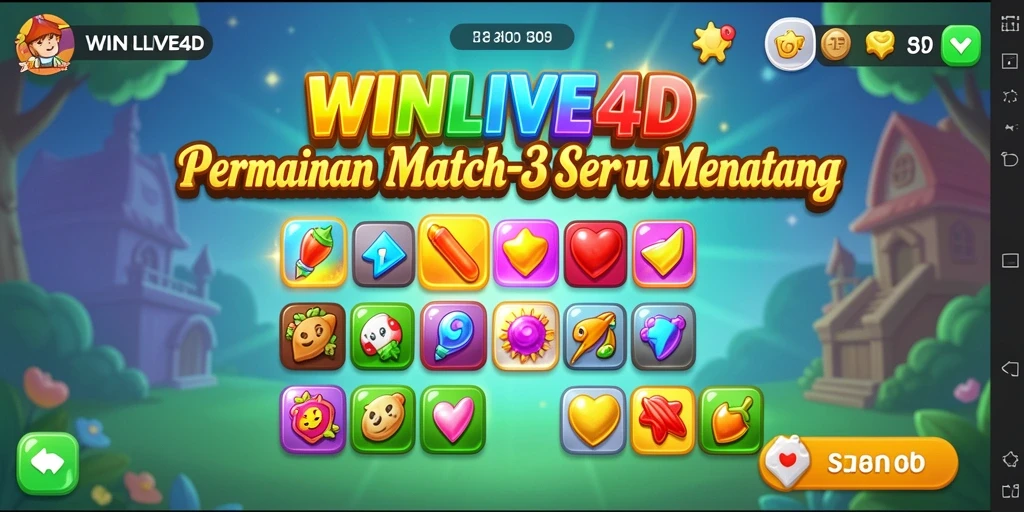 Tangkapan layar gameplay <strong>WINLIVE4D</strong> menampilkan kombinasi warna-warni yang menarik.