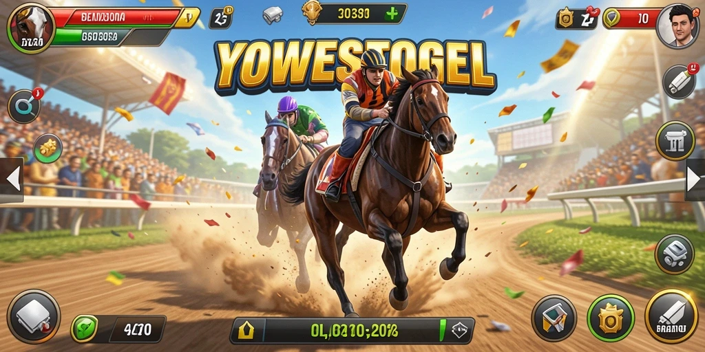Tampilan gameplay YOWESTOGEL yang mendebarkan dan penuh aksi balap.